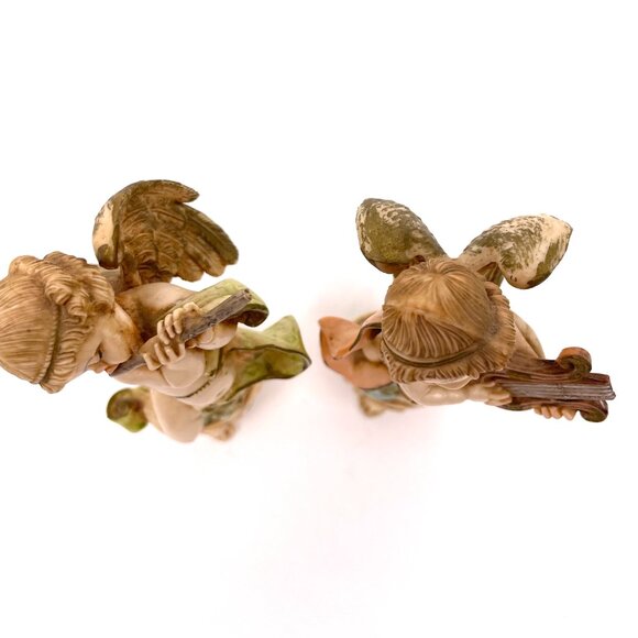 Vintage Set of 2 Fontanini Depose Italy Angel Playing Instrument Figurine 6 inch - Picture 11 of 13